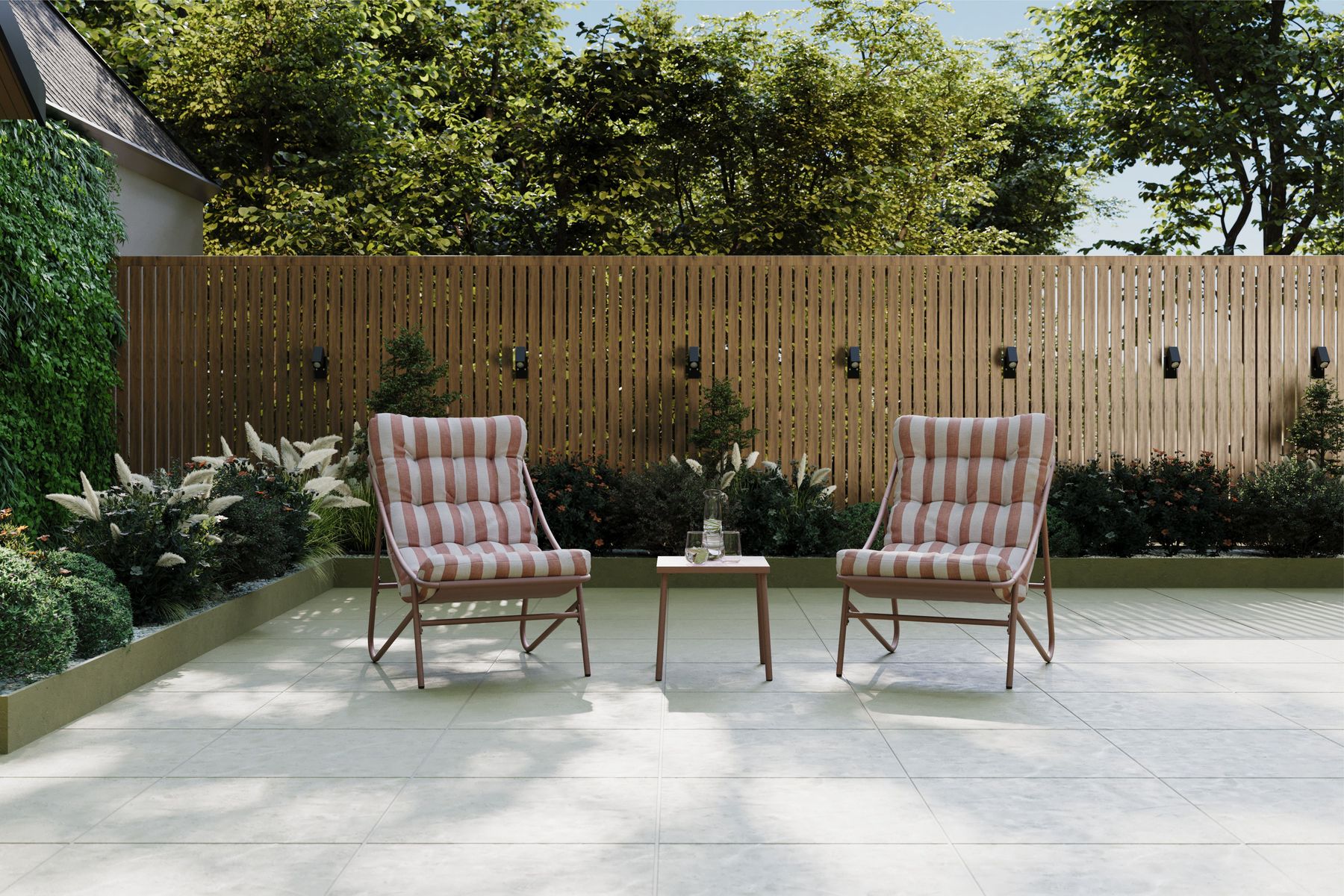 Porto Terracotta Stripe 2 Seater Bistro Set