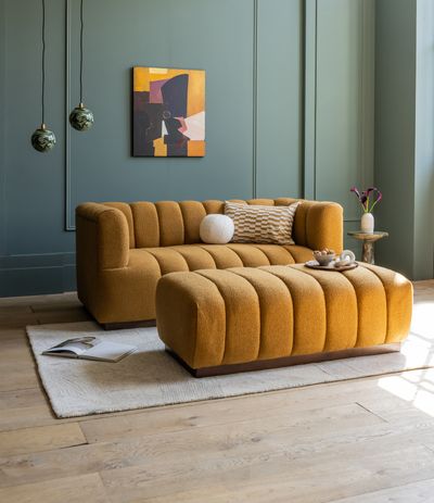 Sloane Fluted 2-Seat Sofa In Mustard Boucle