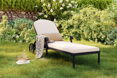 Charles Bentley Cast Aluminium Sun Lounger With Beige Cushion