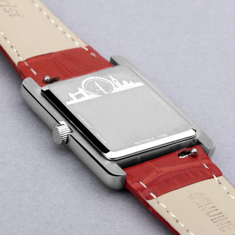 Accurist Coronation Rectangle Ladies Watch Gift Set 26mm | Silver Stainless Steel Bracelet | Navy Leather Strap