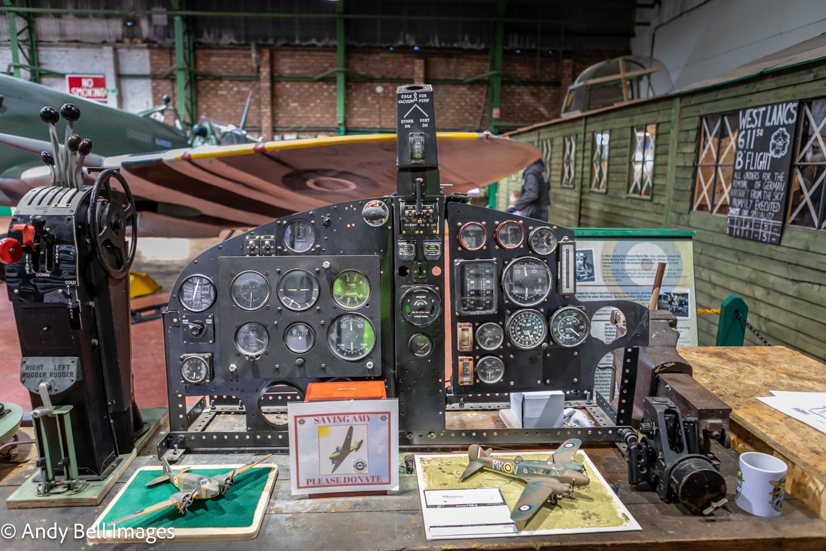 Some of the exhibits at the Spitfire Visitor Centre: Hangar 42, Blackpool