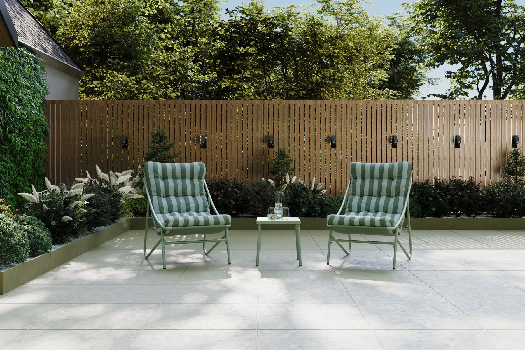 Porto Green Stripe 2 Seater Bistro Set