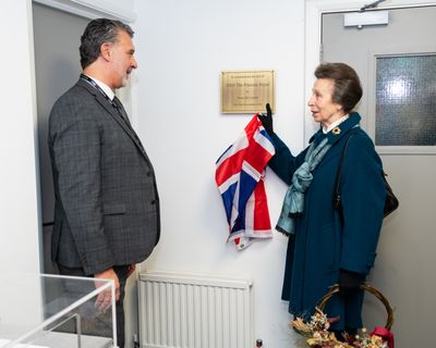 HRH The Princess Royal unveils a commemorative plaque manufactured by Focus SB