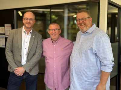 James Griffiths, Founder & Senior Consultant at UtopianKnight Consultancy, with Stuart Packham, Group CEO, and Will Daniel, Group Vice President, Product & Technology at Alchemist Group 2