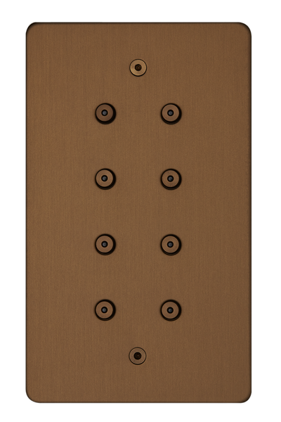 8 gang low-voltage round button vertical keypad switches with LED, bronze antique finish