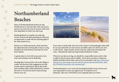 Sample page from the Langley Castle 'Doggy Guide to Canine Castle Capers'