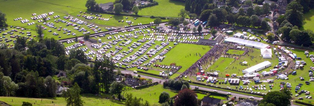 Sports field from above, at the Grasmere Lakeland Sports and Show