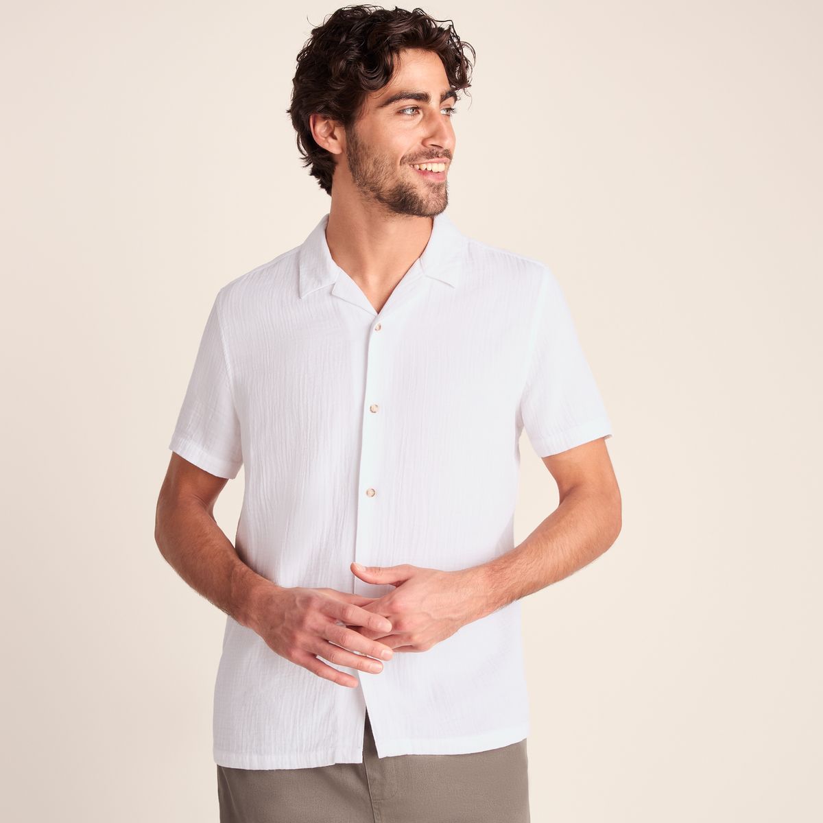 Valtos Mens Short Sleeve Shirt - Optic White