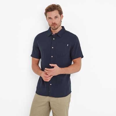 Preston Mens 100% Cotton Supersoft Short Sleeve Shirt - Dark Indigo