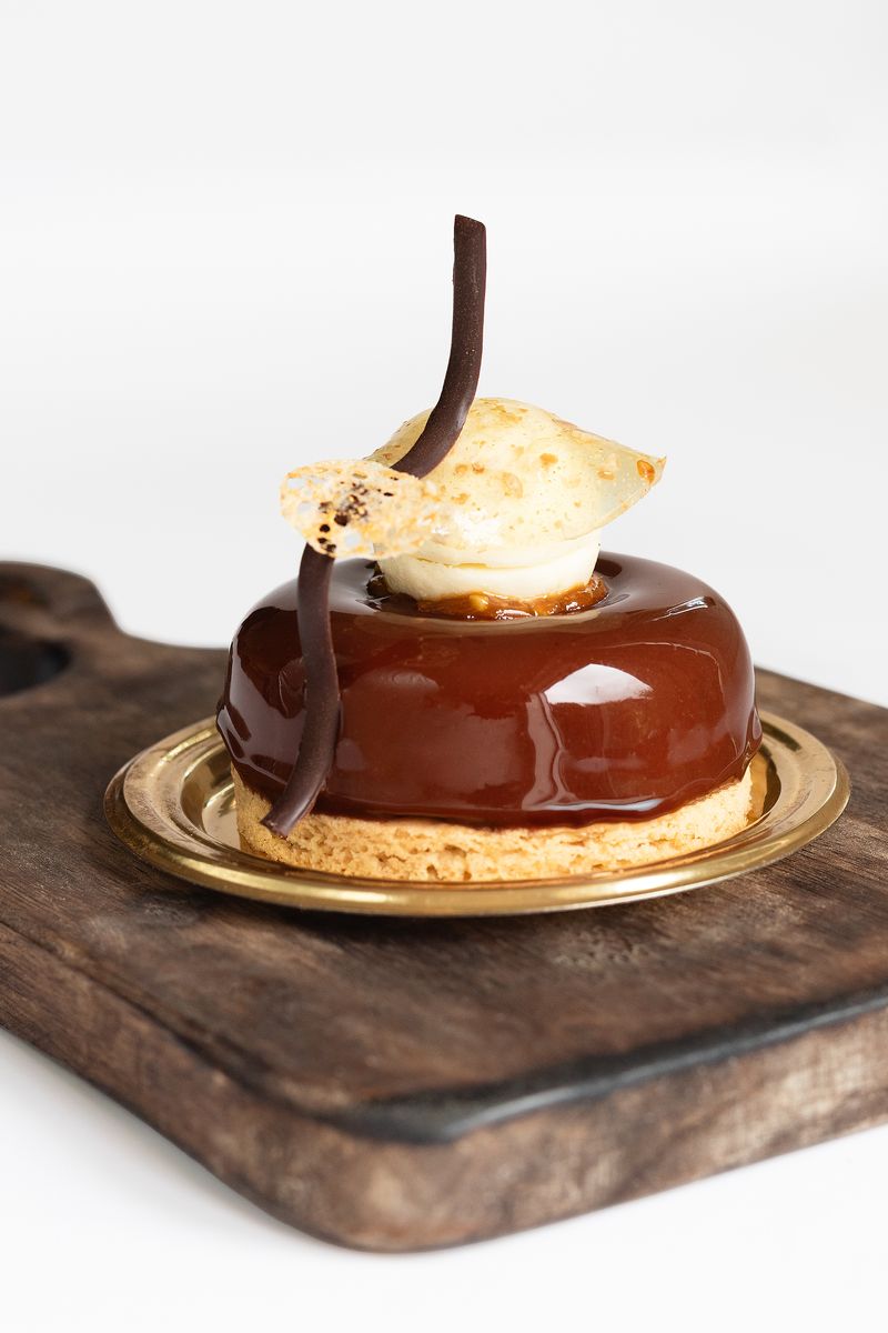 Sunflower Chocolate Mousse, French Sable Breton, With A Coconut, Lime And Lemongrass Mousseline