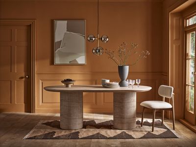 Raina Dining Table Travertine Finish