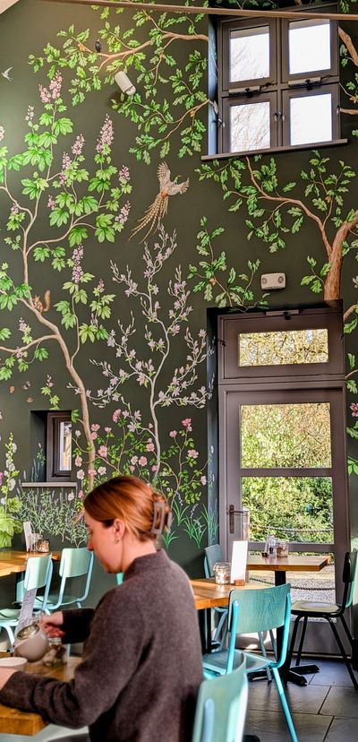 The Freddie Whimsett mural in Levens Kitchen, at Levens Hall and Gardens, the South Lakes, Cumbria.