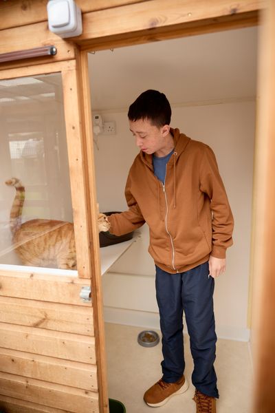 Moulton College student Lewis is on work experience at Cloverlea Cattery