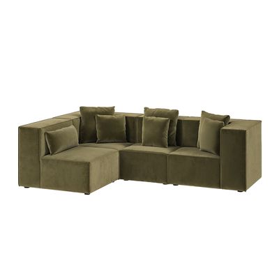 Solace+Co Anders Left Corner Modular Sofa Velvet - Olive