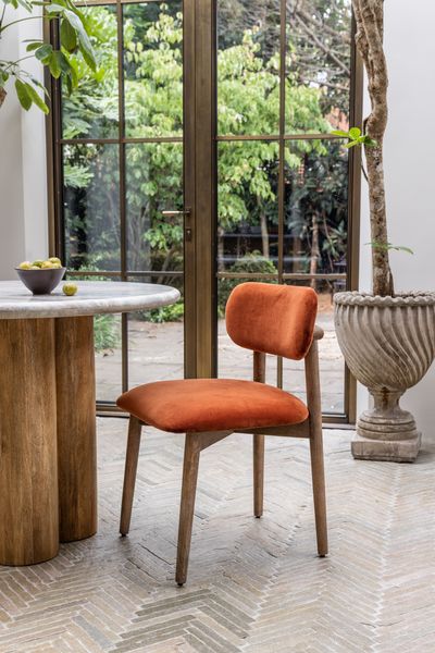 Layla Dining Chair In Rust Velvet