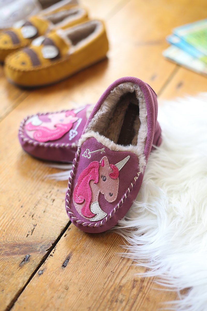 The NEW soft suede slippers in a 'unicorn' design from Start-Rite Shoes