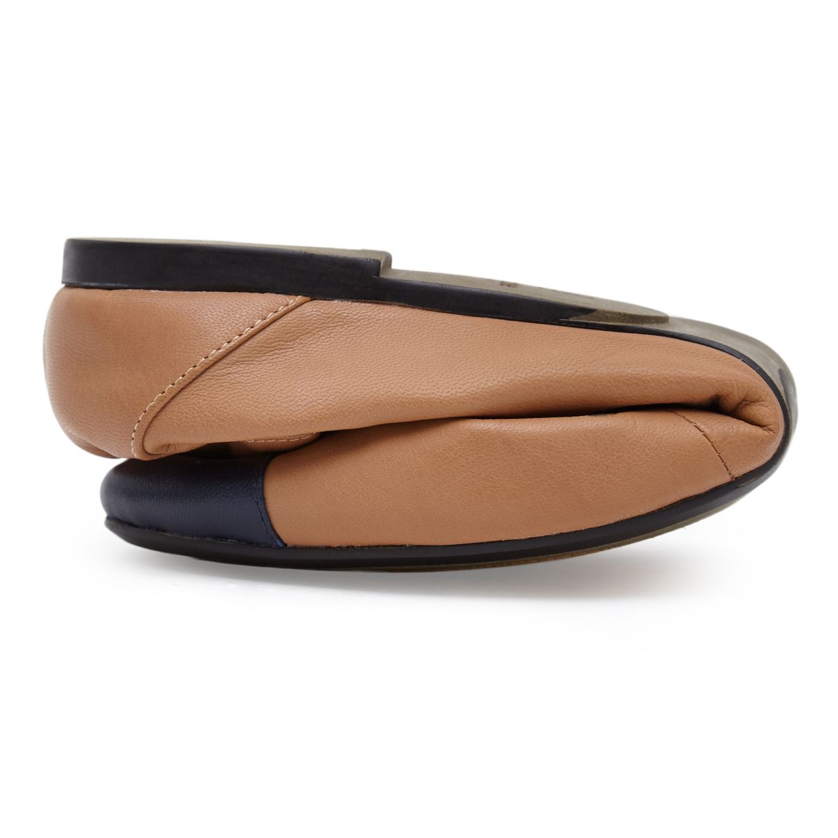 Tan Harrow with Navy Cap  leather ballerinas from www.cocoroselondon.com 