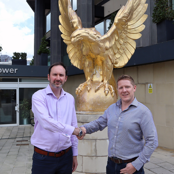 Red Maple Technologies and Emerge Digital outside Eagle Tower Cheltenham