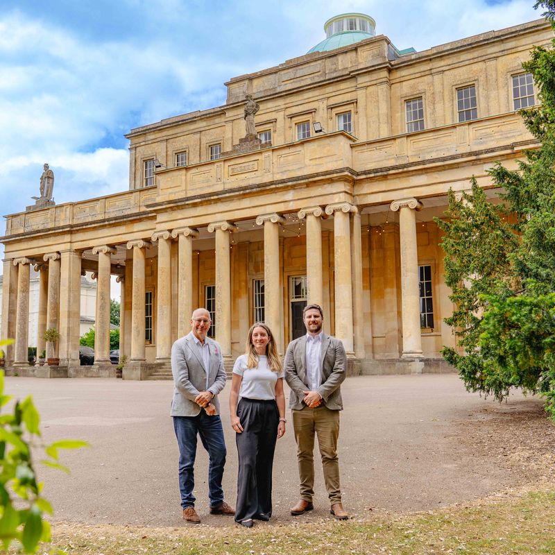 Left to right - Mike Napier, Jessica Brewster and James Baker outside the Pittville Pump Room
