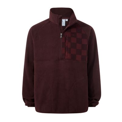 Barker Mens Midweight Microfleece Half Zip Pullover - Deep Brown