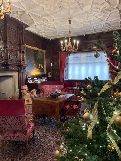 The Great Hall at Levens Hall and Gardens, decorated for Christmas.