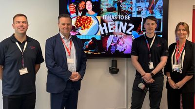 Left to right - Engineering manager at Kraft Heinz Ben Groom, pictured with Lawrence Wood, principal and chief executive of Telford College, Kraft Heinz site director Anton Hickey and Sarah Davies, executive director of partnerships and em.jpg