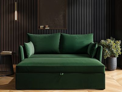 Solace+Co Skyler 2 Seater Sofa Bed Green Velvet