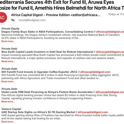 Screencapture of Africa Capital Digest - Newsletter