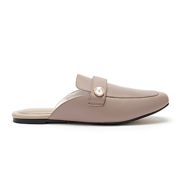 Highgate Dusky Pink Leather Mules With Pearl Buckle from Cocorose London