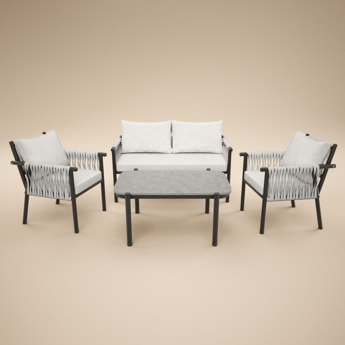 SOLACE+CO Kalina 4 Piece Garden Sofa Set