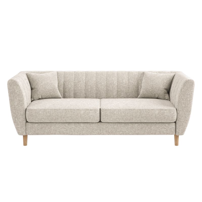 Solace+Co Remi 3 Seater Mid Century Beige Chenille Sofa