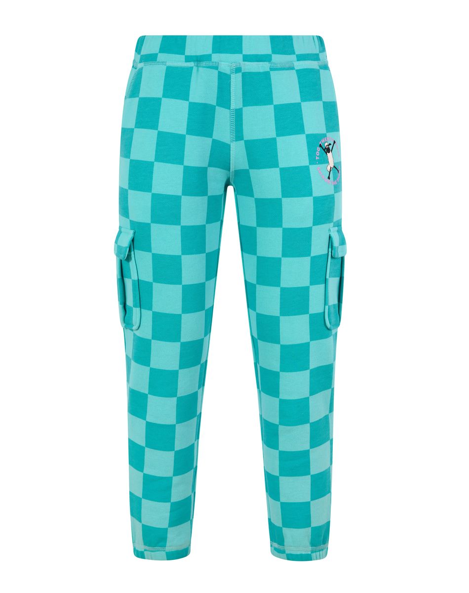 Polypay Kids Shaun the Sheep Sweat Pant - Spearmint/Bubblegum Checkerboard