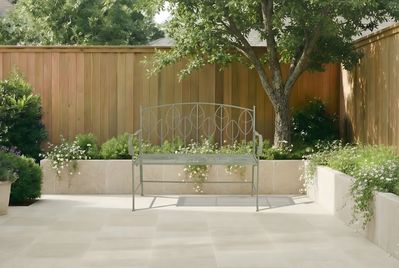 Sage Green Leaf Design Rustic Metal Garden Bench