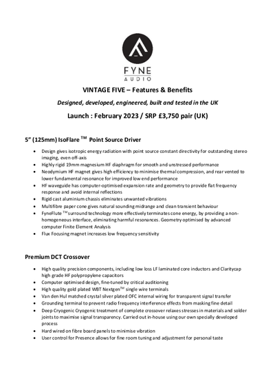 Vintage Five - Features & Benefits