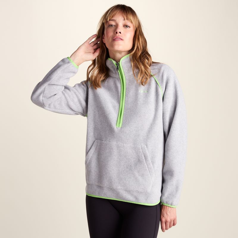 Rawson Womens Relaxed Fit Microfleece Zip Neck - Grey Melange