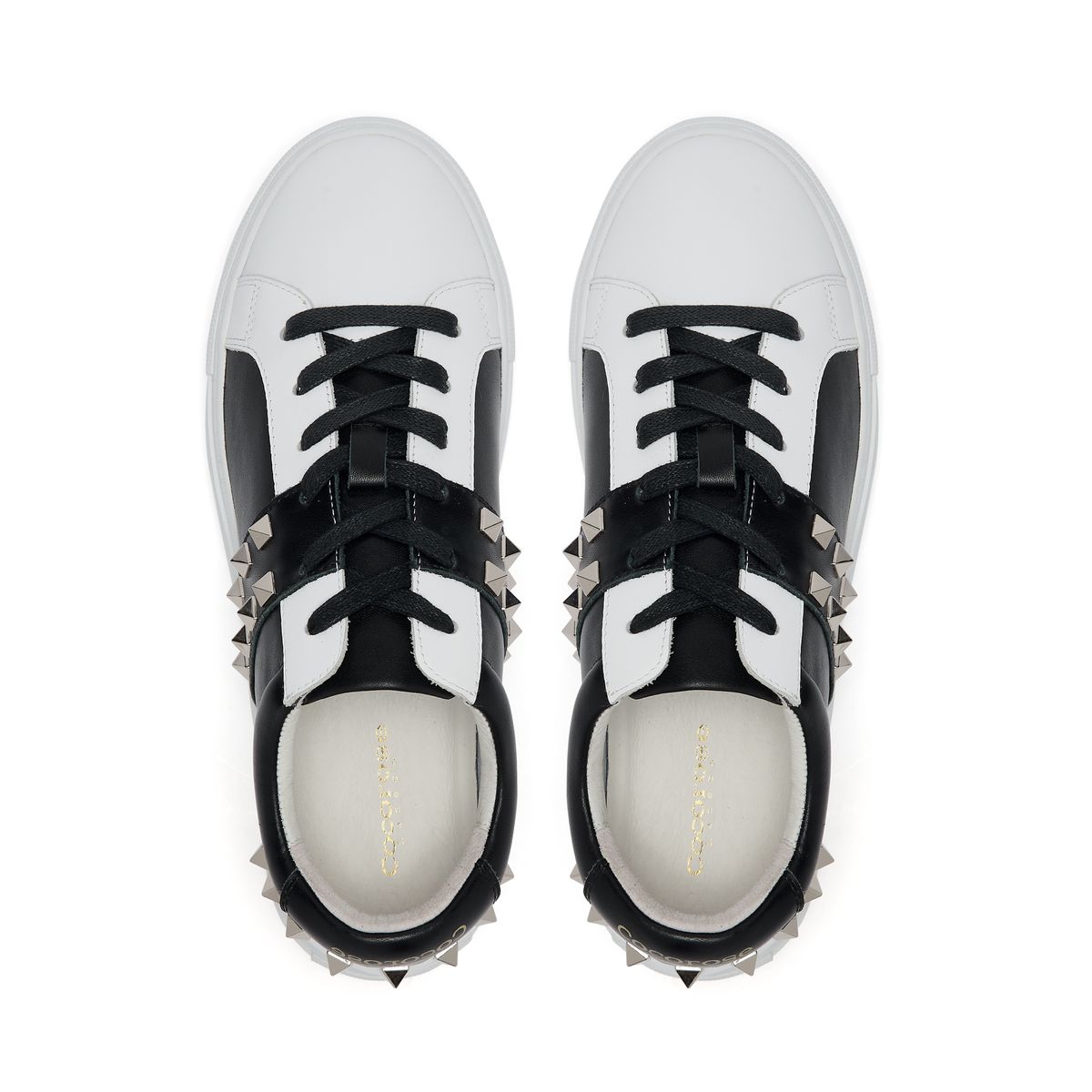 Hoxton Black and White Trainers with Silver Studs