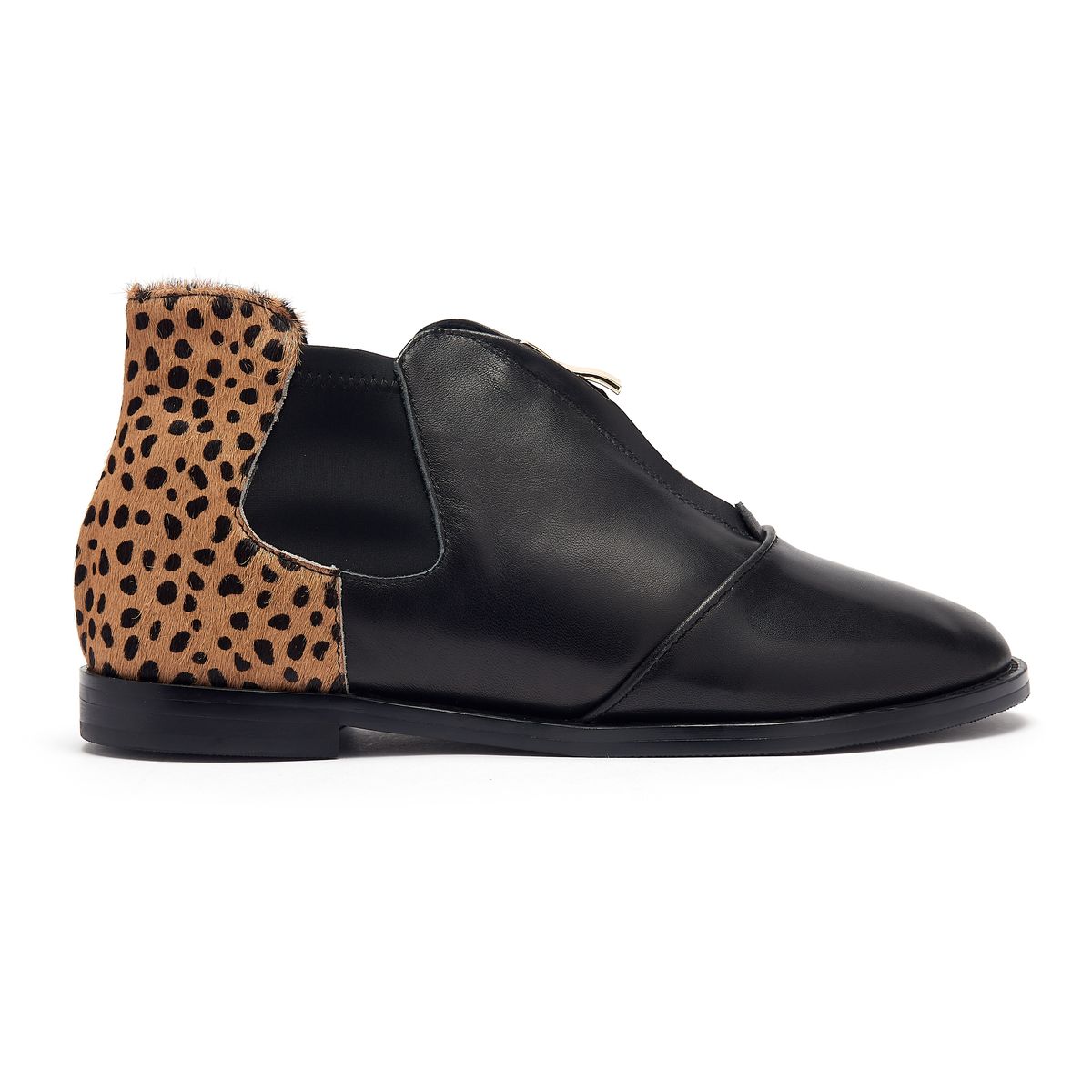 Hampstead Black and Leopard Print Leather Boots from Cocorose London