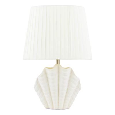 Shell Table Lamp in White Ceramic