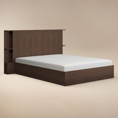 Solace+Co Zora Ottoman Hotel Bed with Headboard Shelves