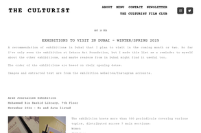 Screencapture of The Culturist