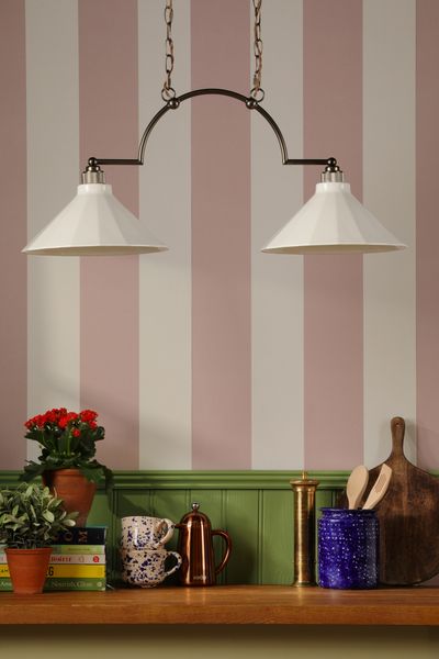 Joules Lynton 2 Light Pendant Satin Bronze and Cream