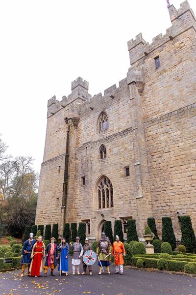 Viking actors at the Viking-themed wedding of Benjamin and Annmarie Coomber, at Langley Castle, Northumberland