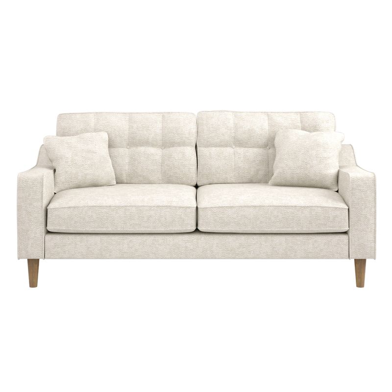 Solace+Co Jude 3 Seater Midcentury Beige Fabric Sofa
