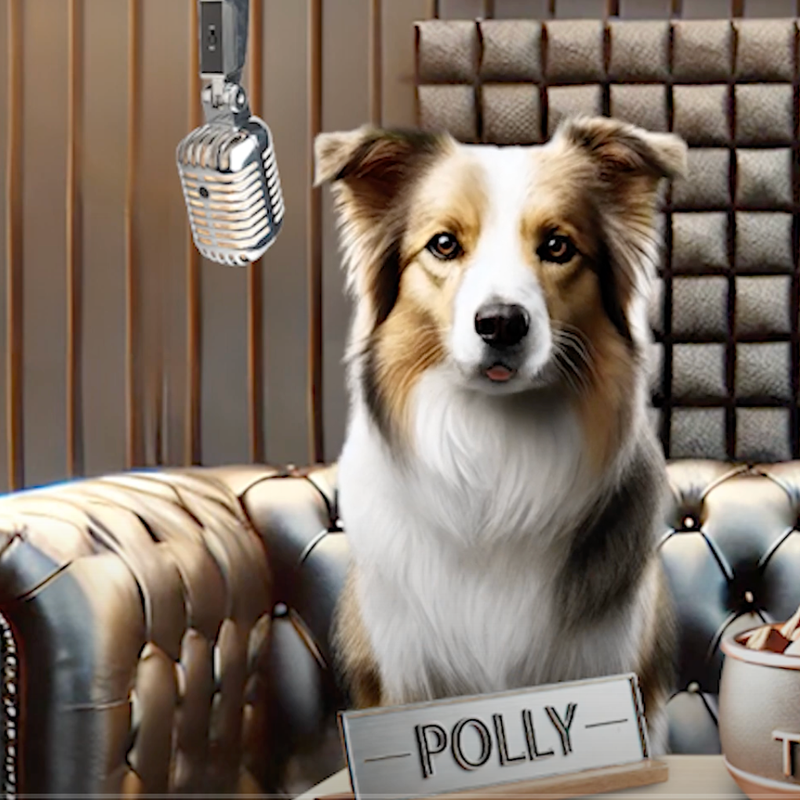 Polly, one of the two daytime TV-style presenters of the Dogcast - the first-ever podcast by dogs - launched by the Border Collie Trust GB