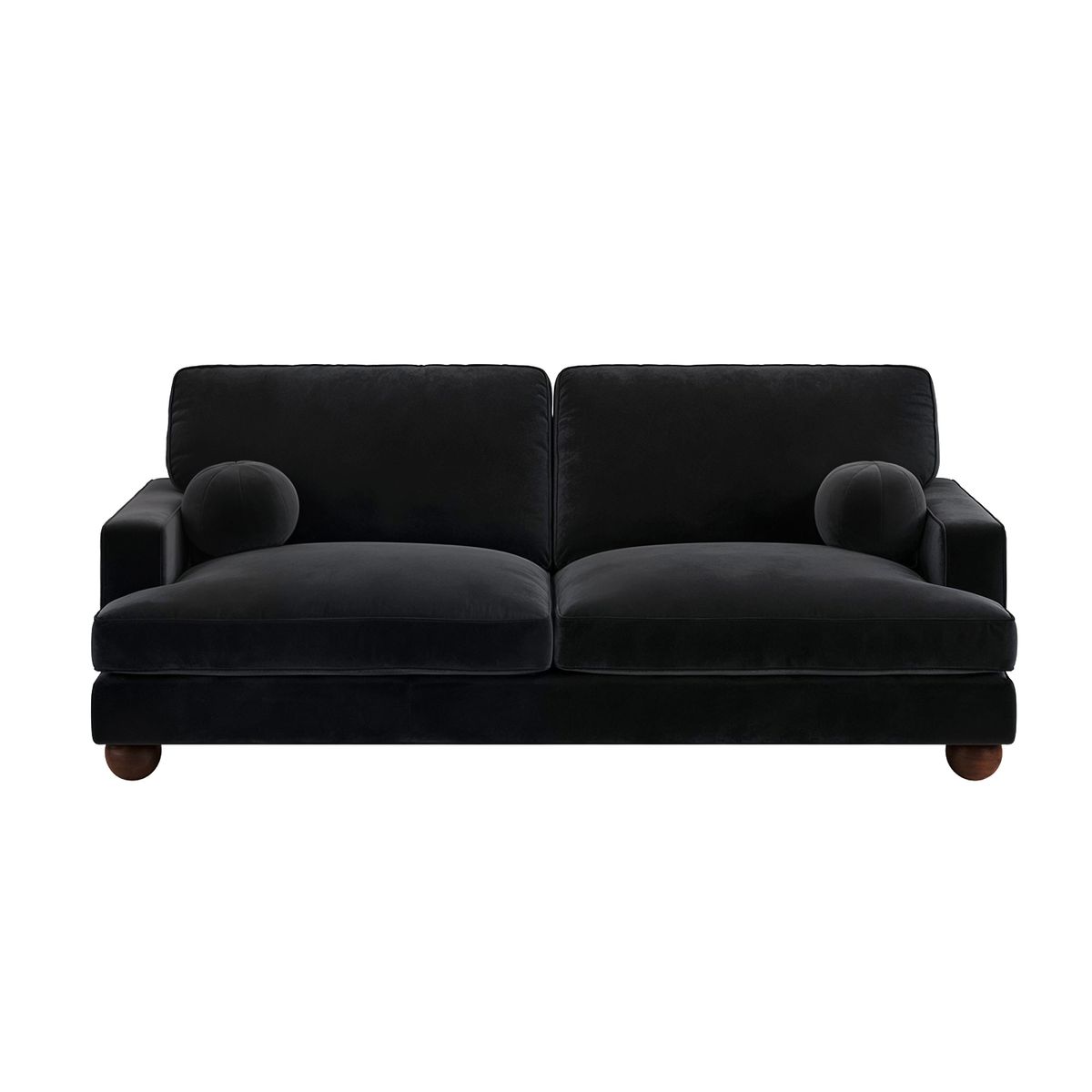 Solace+Co Addison 3 Seater Black Velvet Sofa