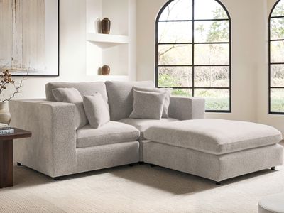 Solace+Co Asher 3 Seater with Reversible Footstool Beige Boucle