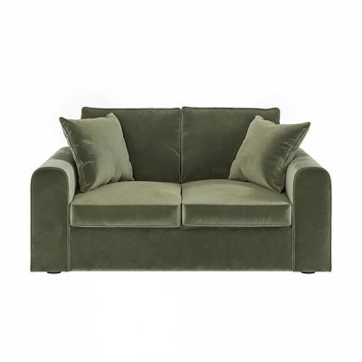 Solace+Co Ainsley 2 Seater Sofa Khaki Green Velvet