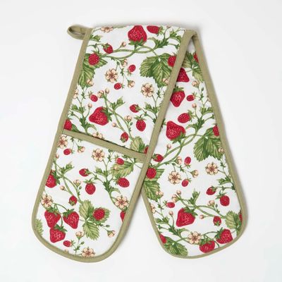Strawberry 100% Cotton Double Oven Glove