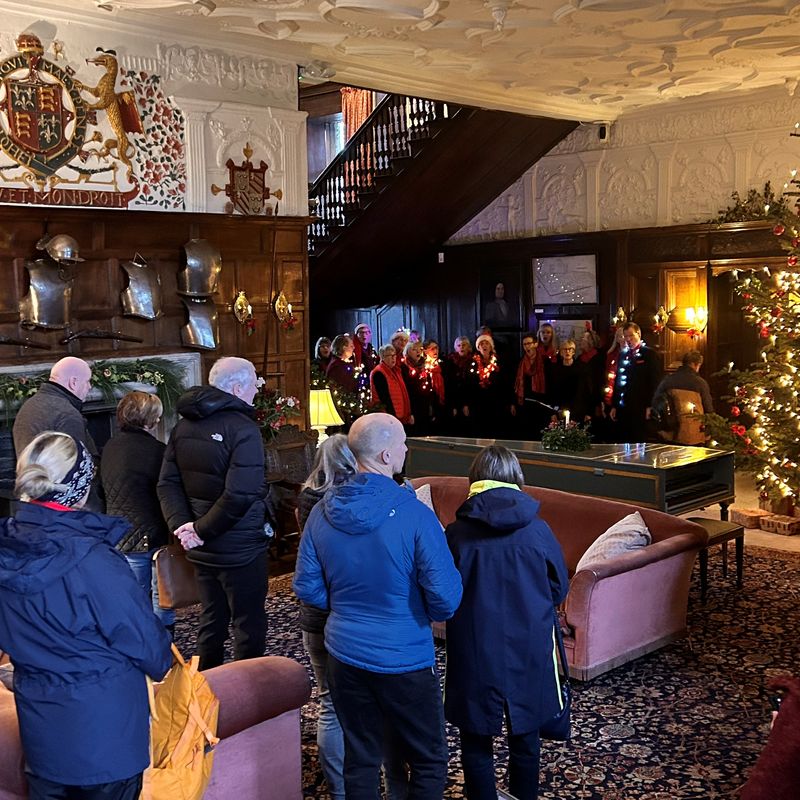 A musical performance taking place inside Levens Hall as part of the Christmas 2023 celebrations.