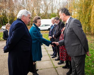 Vice Lord-Lieutenant of East Sussex introduces HRH The Princess Royal to Gary Stevens MD